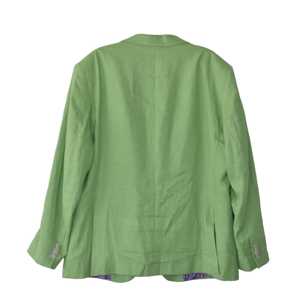 A8 Auth TAILORBYRD Lime Linen Blend Patch Pocket Sport Coat Blazer Size 46R - Picture 3 of 6